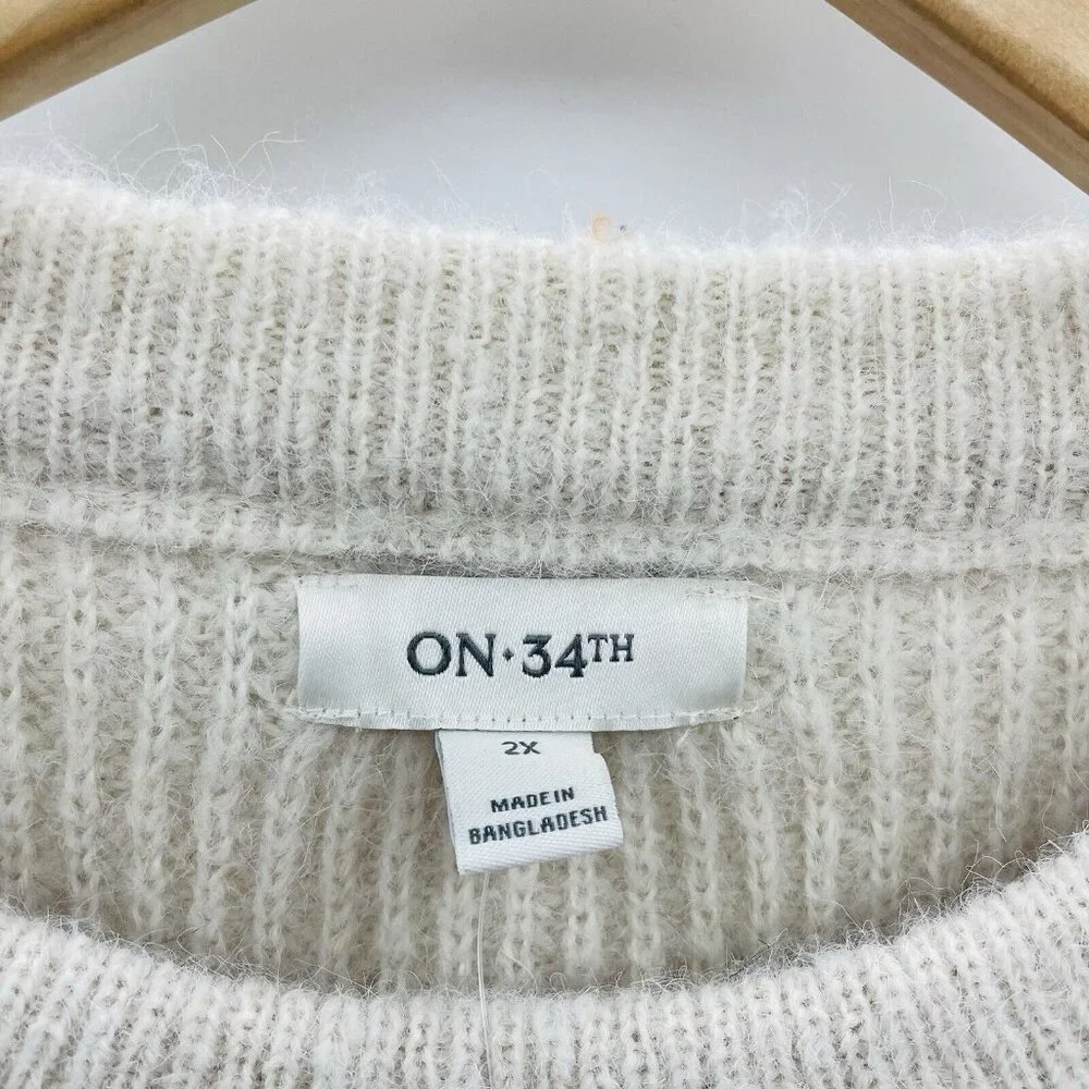 On 34th Womens Plus Size 2X Shaker Crewneck Long-Sleeve‎ Sweater in Blue $59